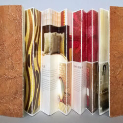 Accordion, (outside) 2012, 7.75 x 30 x 5.5", board, paper, paint, photographs, memorabilia