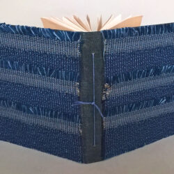 Blue Book Value, 2016, 7.25 x 15.25 x 7.5", board, paper, denim, textiles, hemp cord, beads
