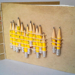 Faber's Book, (outside) 2014, 5.5 x 14 x 7.75", board, pencils, paper, hemp cord, jute cord, matchbook