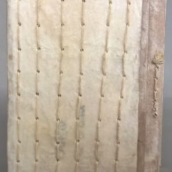 Haptic III, (outside/back cover) 2016, 6.75 x 3.5 x 18.5", board, paper, cloth, bead, ribbon, raffia, hemp cord