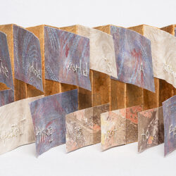 Narrow Bridge, (inside) 2016, 5.5 x 16 x 3.5 ", board, paper, fabric, linen thread
