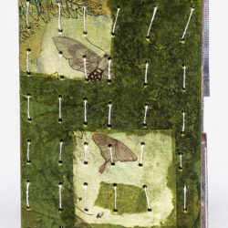 Narrow Bridge, (outside) 2016, 5.5 x 16 x 3.5", board, paper, fabric, linen thread