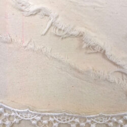 Like White on White, (detail/outside) 2015, 7.5 x 14 x 6", board, cloth, paper, lace, zipper, paper, linen thread